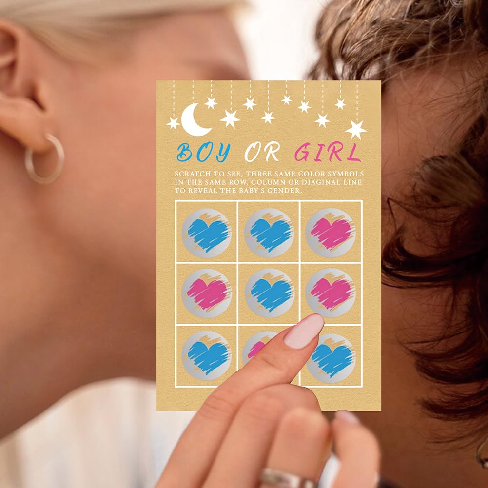 5 Biglietti "Gratta E Vinci" Gender Reveal - Per Annuncio Sesso Bambino, Attività Divertente Per Feste
