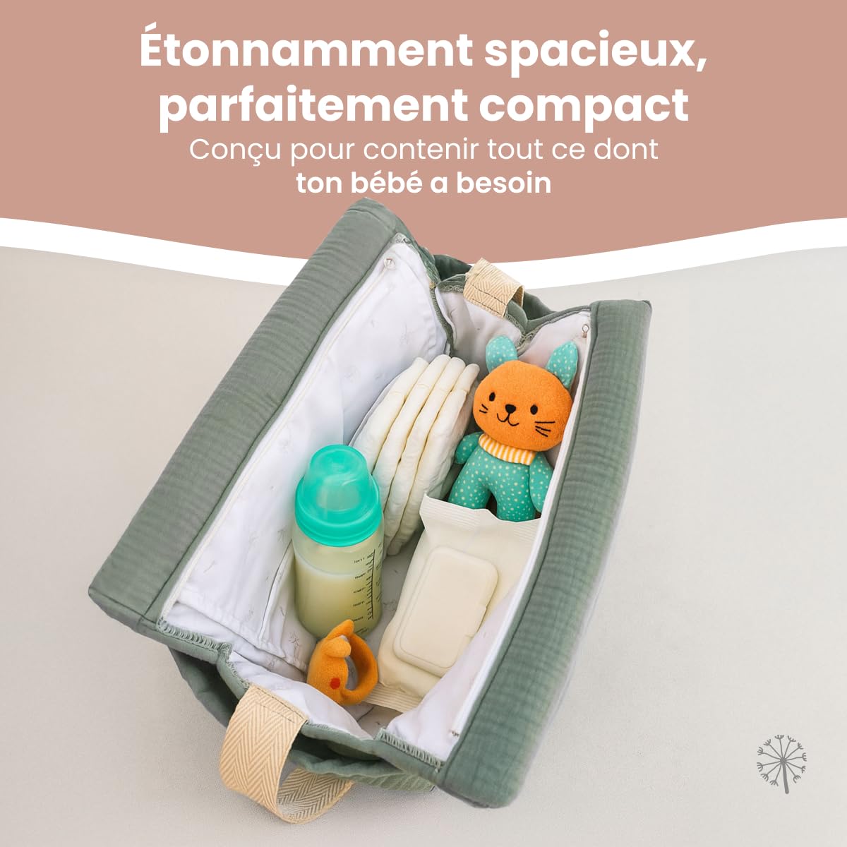 MIMUSELINA | Sac à Langer Bébé pour poussette | Grand bagage avec Grande Capacité et Plusieurs Compartiments | Sac Bébé Maternite Élégant et Pratique | Fait en Espagne