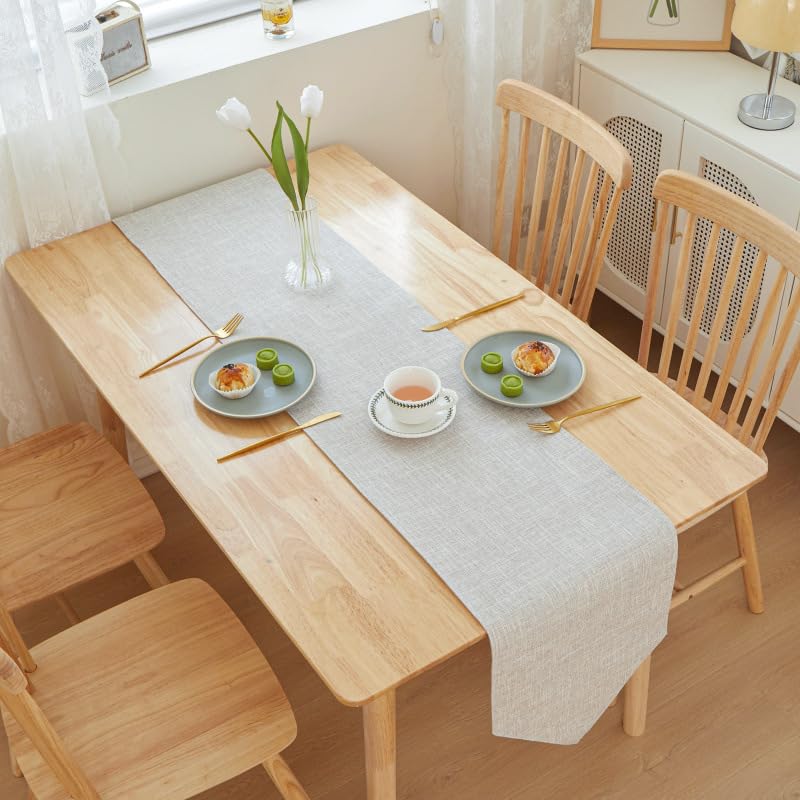 Drapeau de table en lin marron clair pour repas de famille et thé