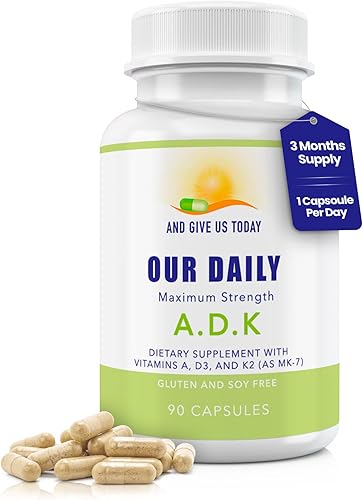 Miniatura 9 de Daily Vites, Suplemento vitamínico ADK de 5000 UI – 180 cápsulas – Vitamina A, D3 y K2-MK7 de alta potencia – Formulado por médicos para apoyo óseo,
