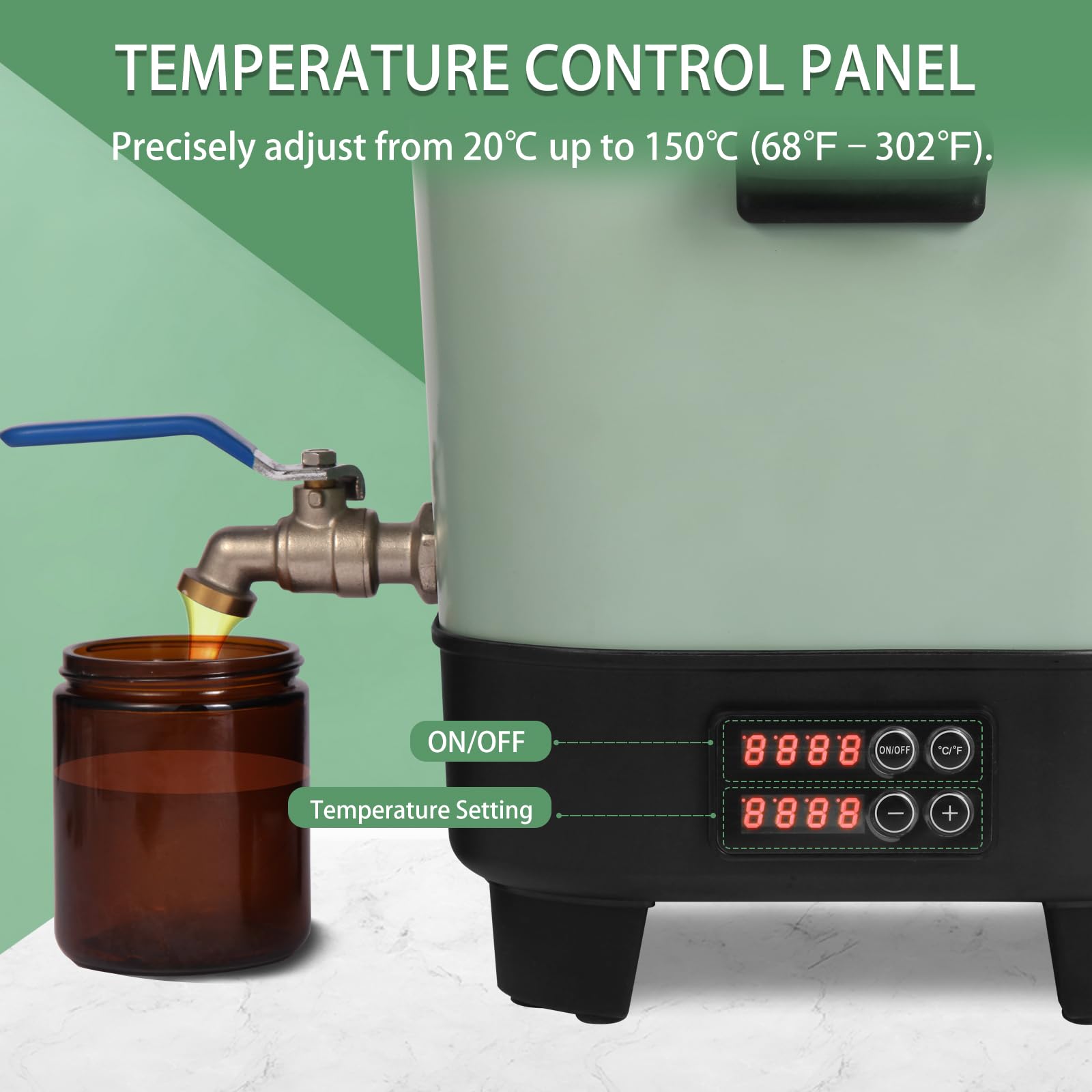 6,5L elektrischer Wachsschmelzer für Kerzen- und Seifenherstellung – Digitales Temperaturdisplay mit Ausguss, antihaftbeschichtet, V-Form Boden für einfaches Gießen & Reinigen