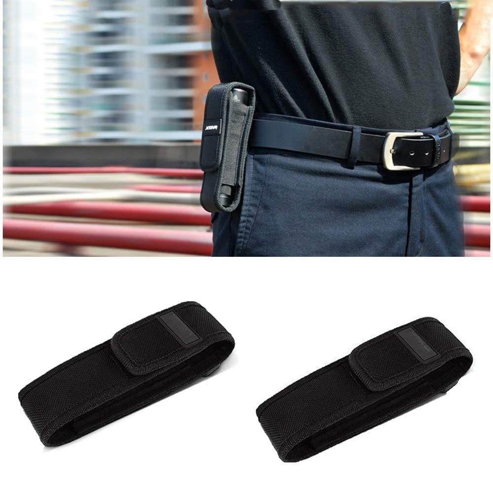 Taschenlampe Tasche, 2 Stück T220 Taschenlampen Holster fur Gürtel, Taschenlampenholster für die Jagd im Freien, Camping, Schwarz (16.5 cm + 20 cm)