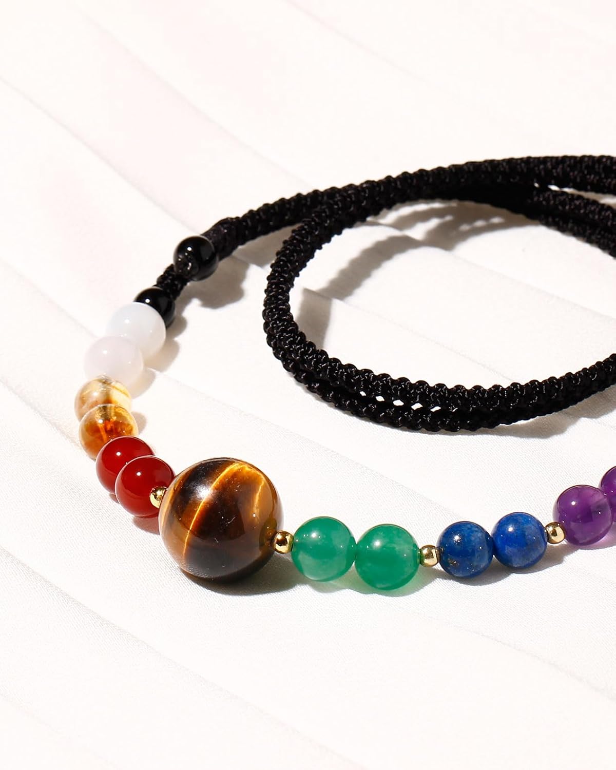 7 Chakra Beaded Necklace Spiritual Colorful Necklaces for Women Adjustable Handmade Energy Crystals Jewelry Balance Meditation Relaxation Gifts - Image 2