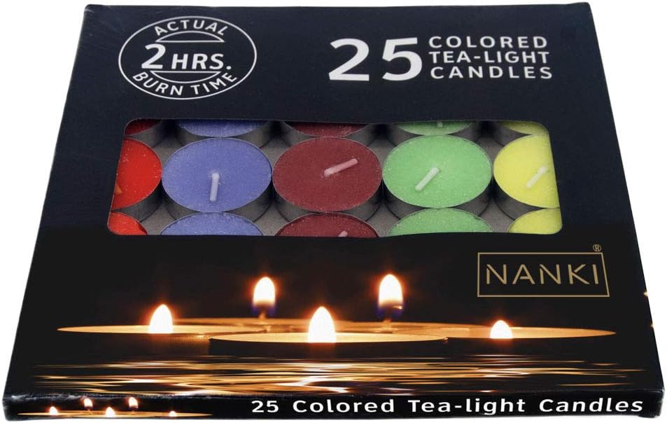 Nanki Trades Wax Tealight Candles (Multicolor, Set of 25, 2 Hours Burn Time)
