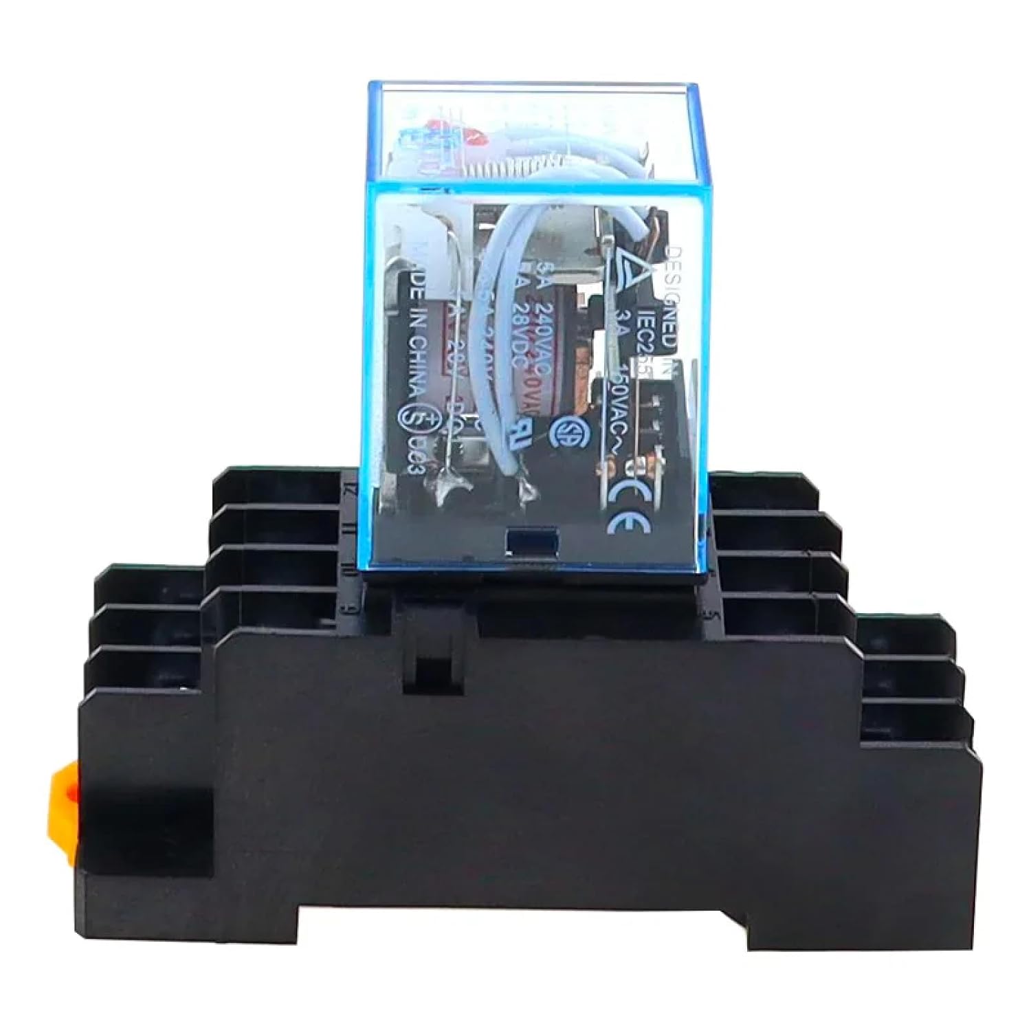 1 Set MY4NJ Mini Power Relay AC/DC 12V 24V 36V 48V 110V 220V 380V 4NO 4NC 14 Pins with DIN Rail Socket LED Indicator Silver Alloy Contacts 10A 240V AC 28V DC (48V-AC)