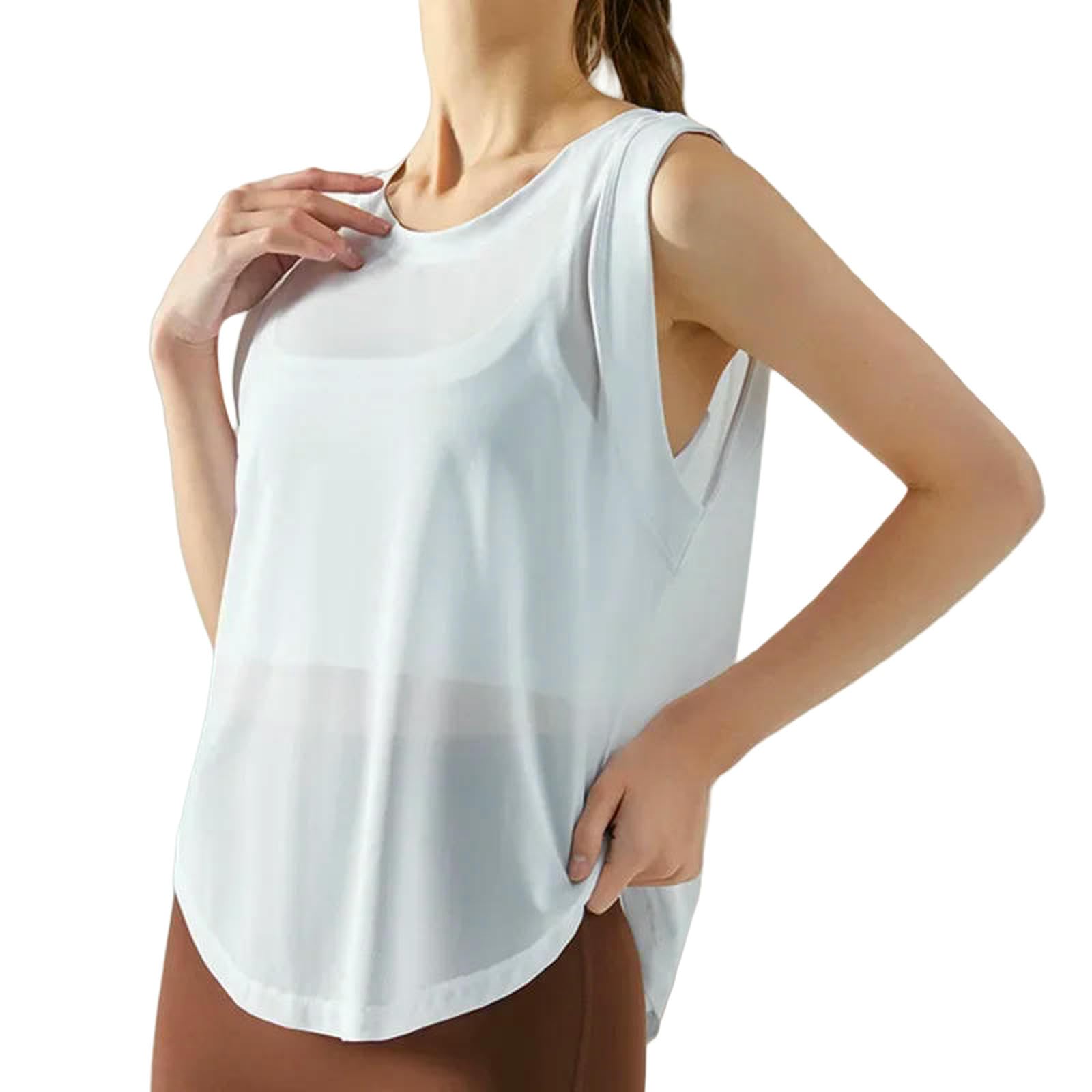Sujetador Deportivo Mujer Camisas Deportivas Sin Mangas para Mujeres Talla De Talla De Planta XL Top De Yoga Transpirable Camiseta De Entrenamiento De Gimnasio-marrón-SG