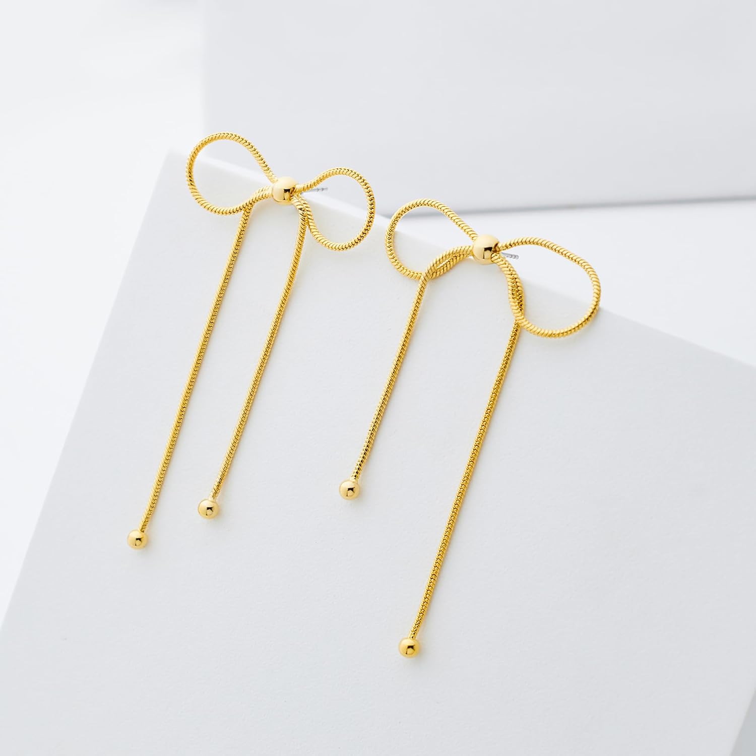 Gold Bow Drop Earrings for Women Silver Ribbon Dangle Earrings Trendy Bowknot Earrings Wedding Fashion Jewelry - Image 5