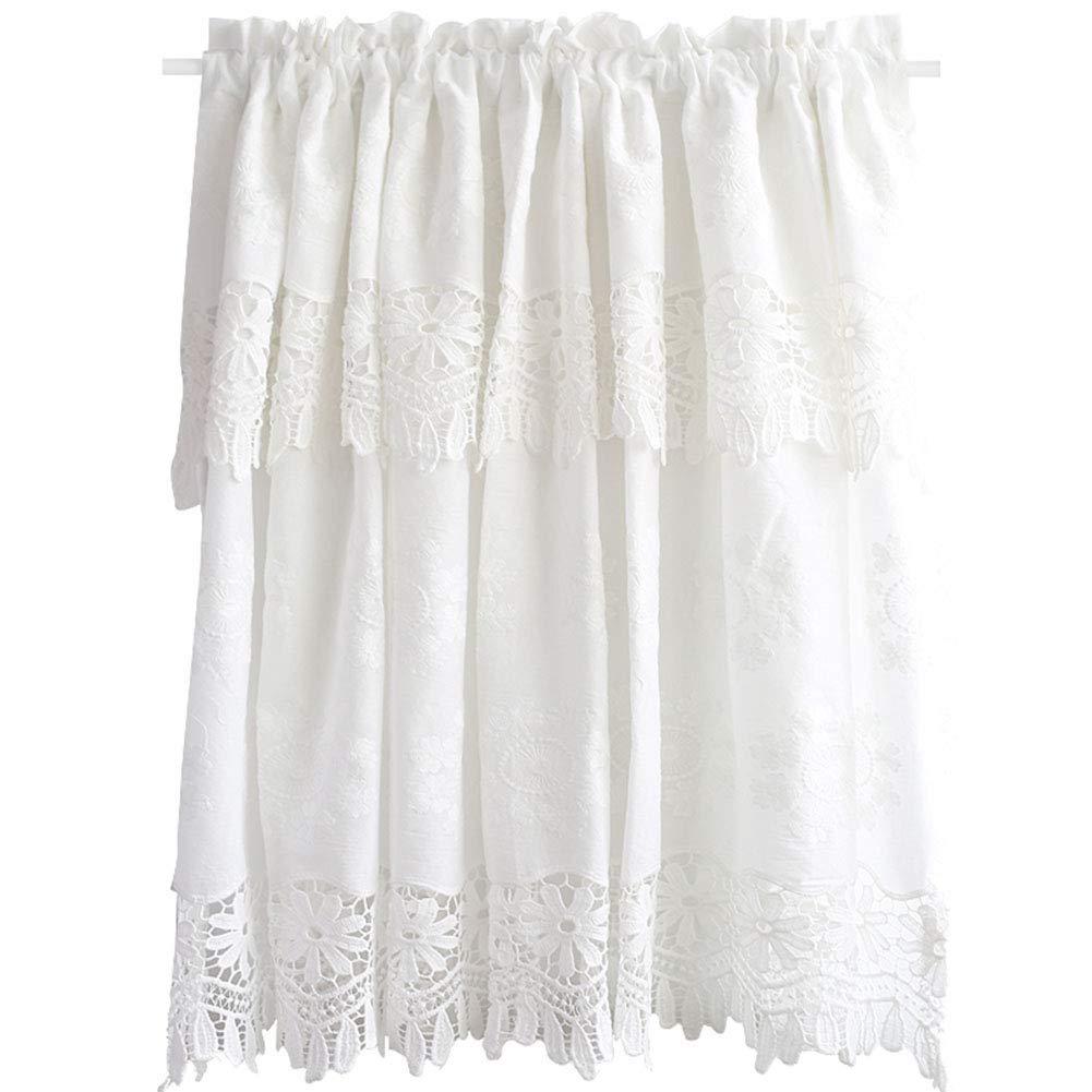 Tenda for cucina, caffè, tenda corta, mezza tenda in cotone bianco, tenda corta/tenda mantovana, tende da caffè, mezza tenda decorativa americana in pizzo semitrasparente/1 pz(W x H 150x85cm)