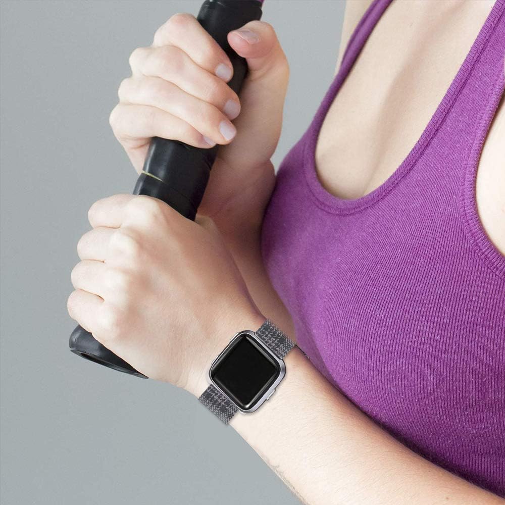 NANW Bands Compatible with Fitbit Versa/Versa 2, Versa Lite Edition Bands Small Large, Woven Fabric Accessories Strap Wristband Replacement Women Men Compatible with Fitbit Versa 2 Smartwatch