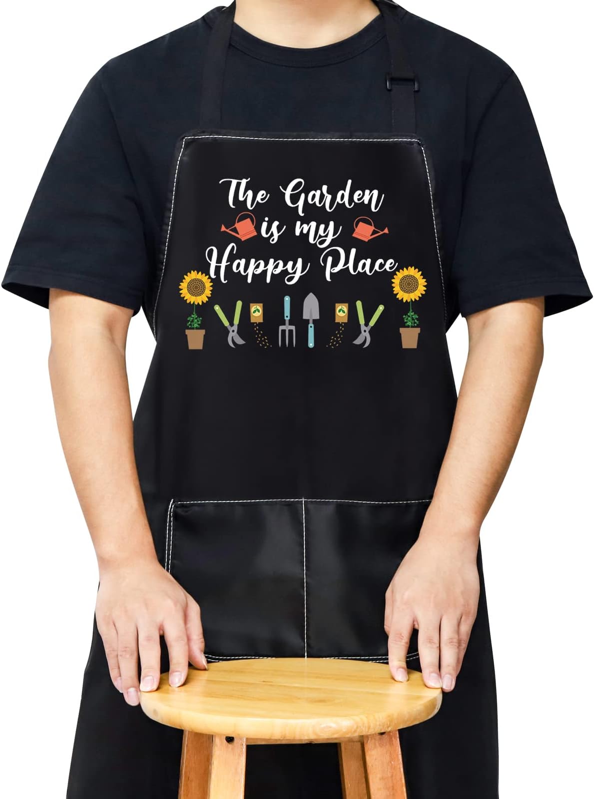 WZMPAGardening Apron With Pockets Gardener Gifts The Garden Is My Happy Place Adjustable Apron For Gardener Florist