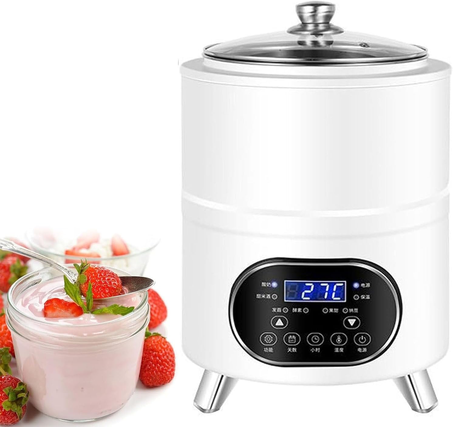 Yogurt Maker 12L con pantalla LED, fermentación a temperatura constante de 360° para yogur casero, natto y vino de arroz