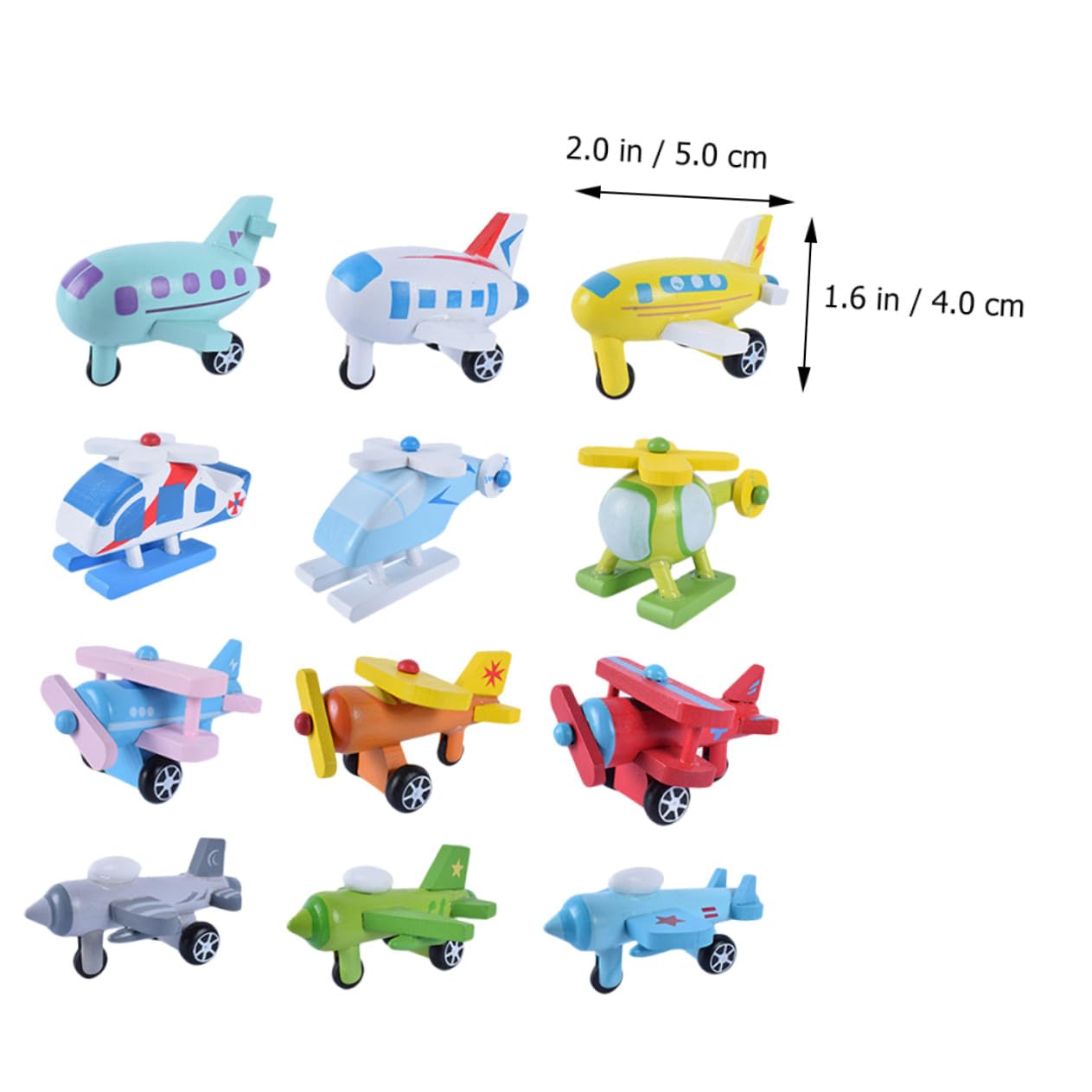 Hemobllo Mini Avión de Juguete de Madera para Niños Pequeños, 12 Piezas Coloridas, Educativo y Seguro, Adecuado para Desarrollo Cognitivo y Juego en Casa o Fiesta Familiar
