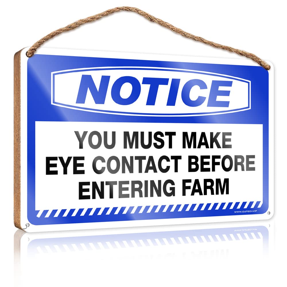 Dtha One Color Funky Home Decor Notice You Must Make Eye Contact Before Entering Farm Wooden Sign Hippie Decor Home Sign For Front Porch(15X28cm)