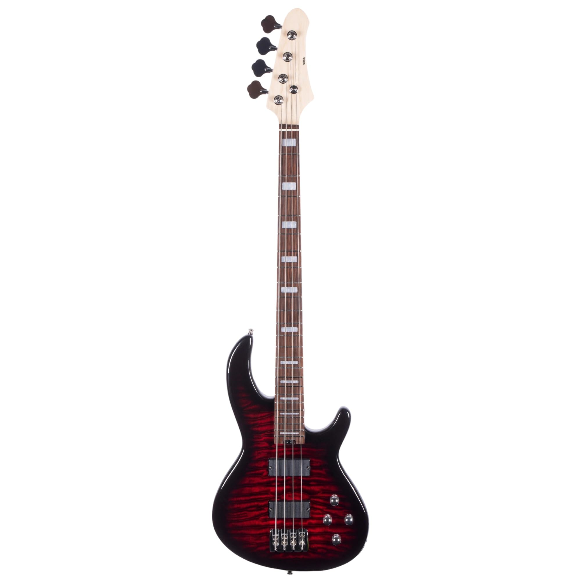 Gitara Elektryczna Miłośnik Muzyki Elektryczna Gitara Basowa Chromowane Gałki Palisandrowa Podstrunnica Ćwicz Grę(Dark Red)