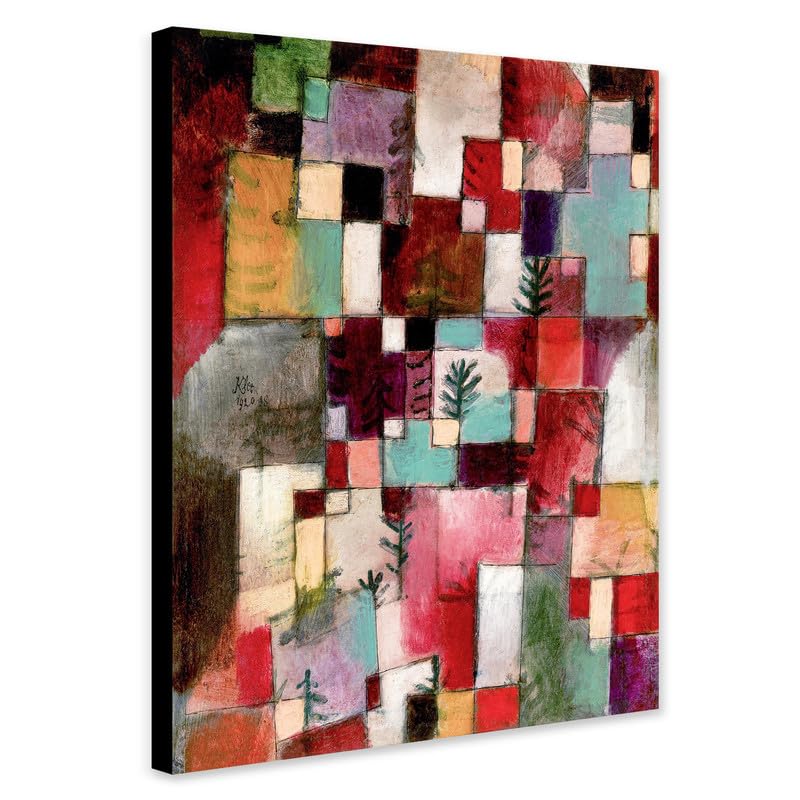 Red Green And Violet - Yellow Rhymes By Paul Klee - Wrapped Framed Canvas Wall Art (A4 [12 x 8 inch / 30 x 20 cm])