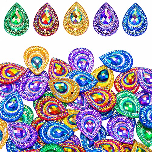 ANCIRS 125 botones de diamantes de imitación de gota de agua de color AB de 13x18 mm para disfraz, botones para manualidades, decoración de vestidos de novia Cover