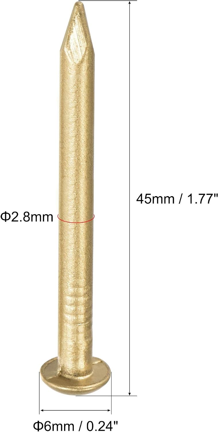 sourcing map Small Tiny Brass Nails 2.8x45mm for DIY Decorative Pictures Wooden Boxes Household Accessories 10pcs - Image 3