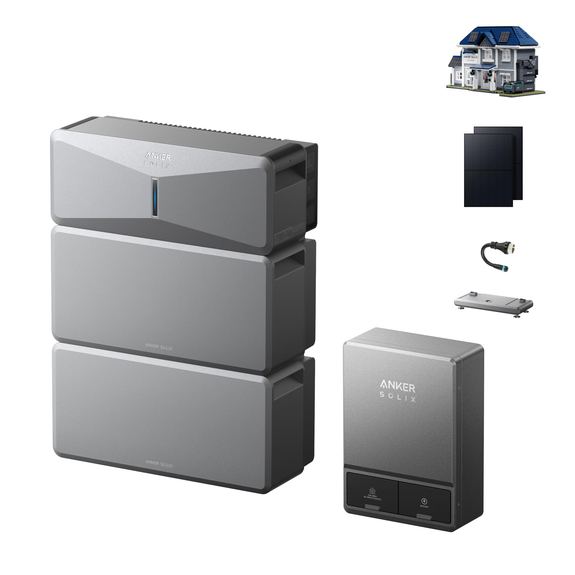 Anker SOLIX E10 with 2x 440W Solar Panel, Smart Inlet Box and Extra Battery, 12kWh Expandable to 90kWh, 10kW Turbo Output, Manual Backup, Reduce Bills