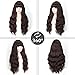 COSYMAY Dark Brown Synthetic Cosplay Wig - 26 Inch Long Wavy Curly Full Wig with Bangs - Glueless Heat Resistant for Daily Wear & Halloween Party