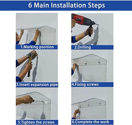 Miniatura 6 de Toldo para ventana de puerta, cubierta invisible para refugio de lluvia, toldo de jardín, toldo impermeable adecuado para puerta, porche, exterior,