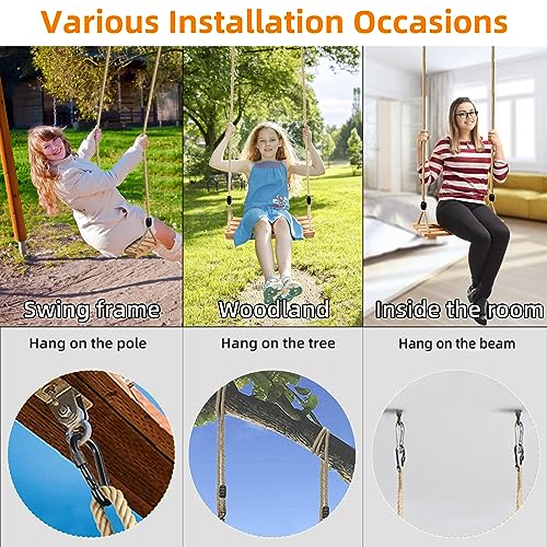 AnExer Wood Tree Swing Seat, Wood Swing Seat - Image 4