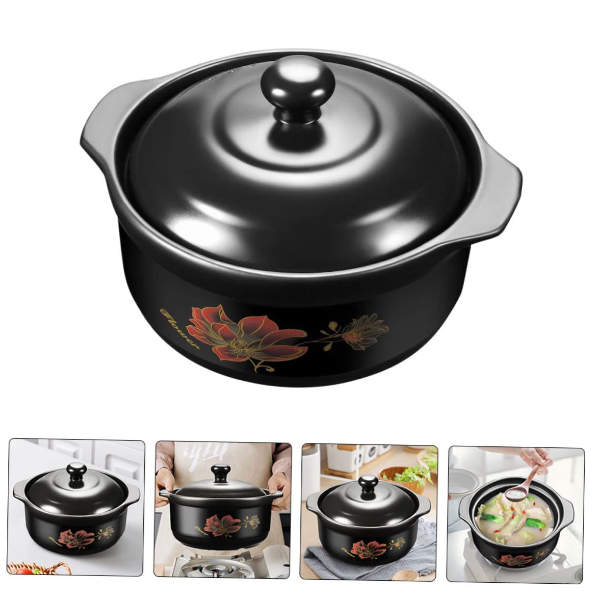 Casseruola in Ceramica Nera 1600ml per 1-2 Persone