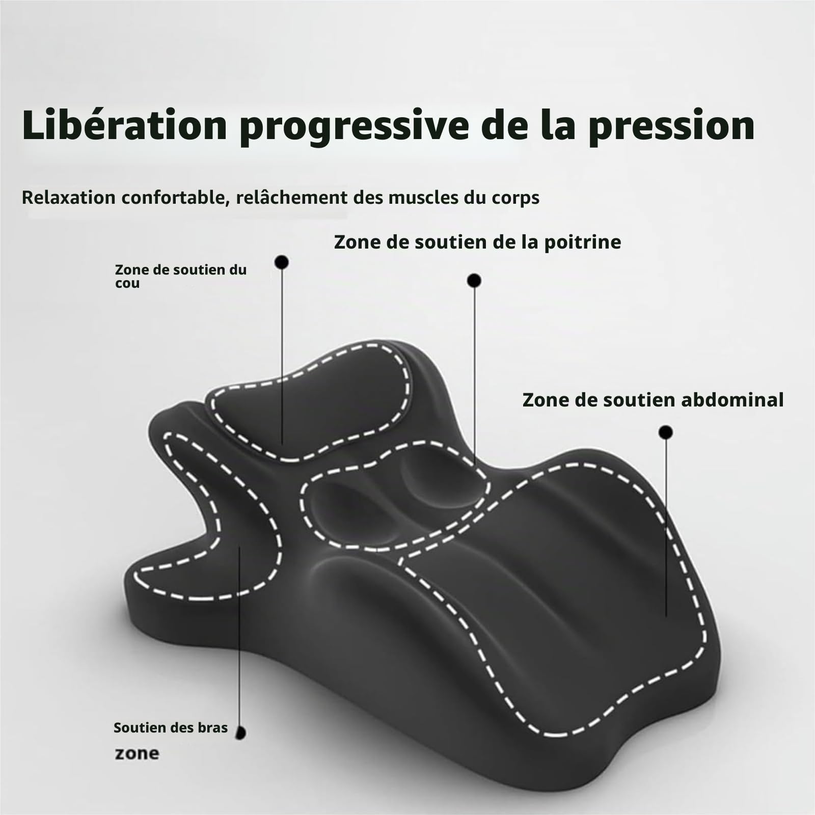 Oreiller de Couple 27° pour Plus d'intimité - Soutien en Mousse à mémoire de Forme | Posture Ergonomique, Oreiller Multifonctionnel pour Les lombaires, Les Jambes et la tête,Gris