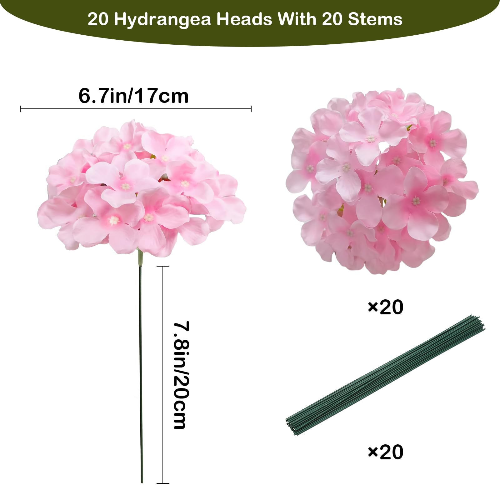 Amazon.co.jp: Cherica 20個 ピンク アジサイ 造花 バルク 人工