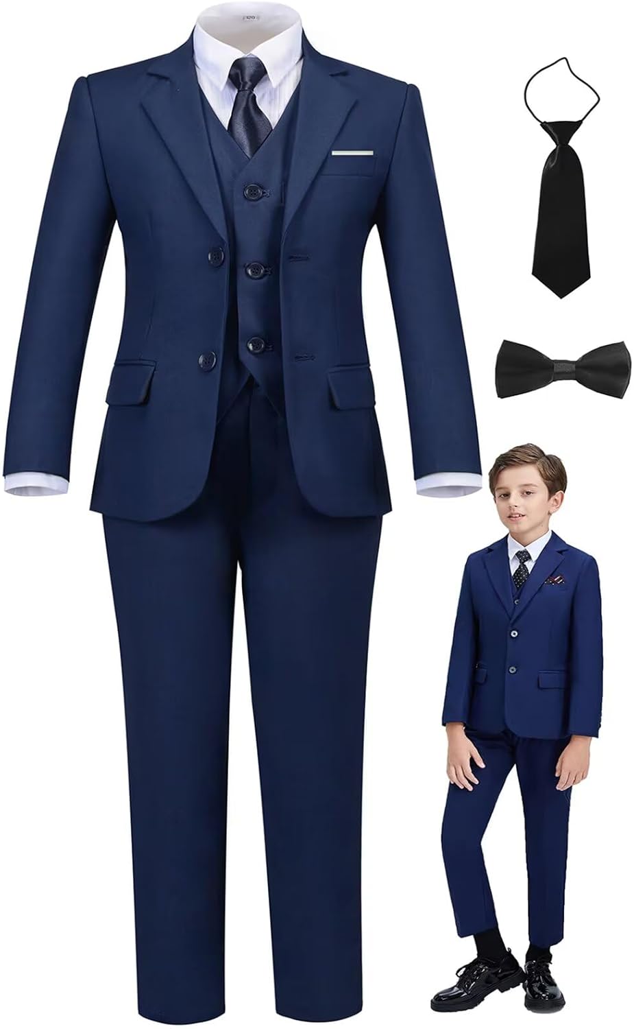Boys Suit Set Slim Fit Kids Formal Suits Toddler Tuxedo Wedding Prom Classic Suits for Boy Teen Black Blue Dress Outfit - Image 7
