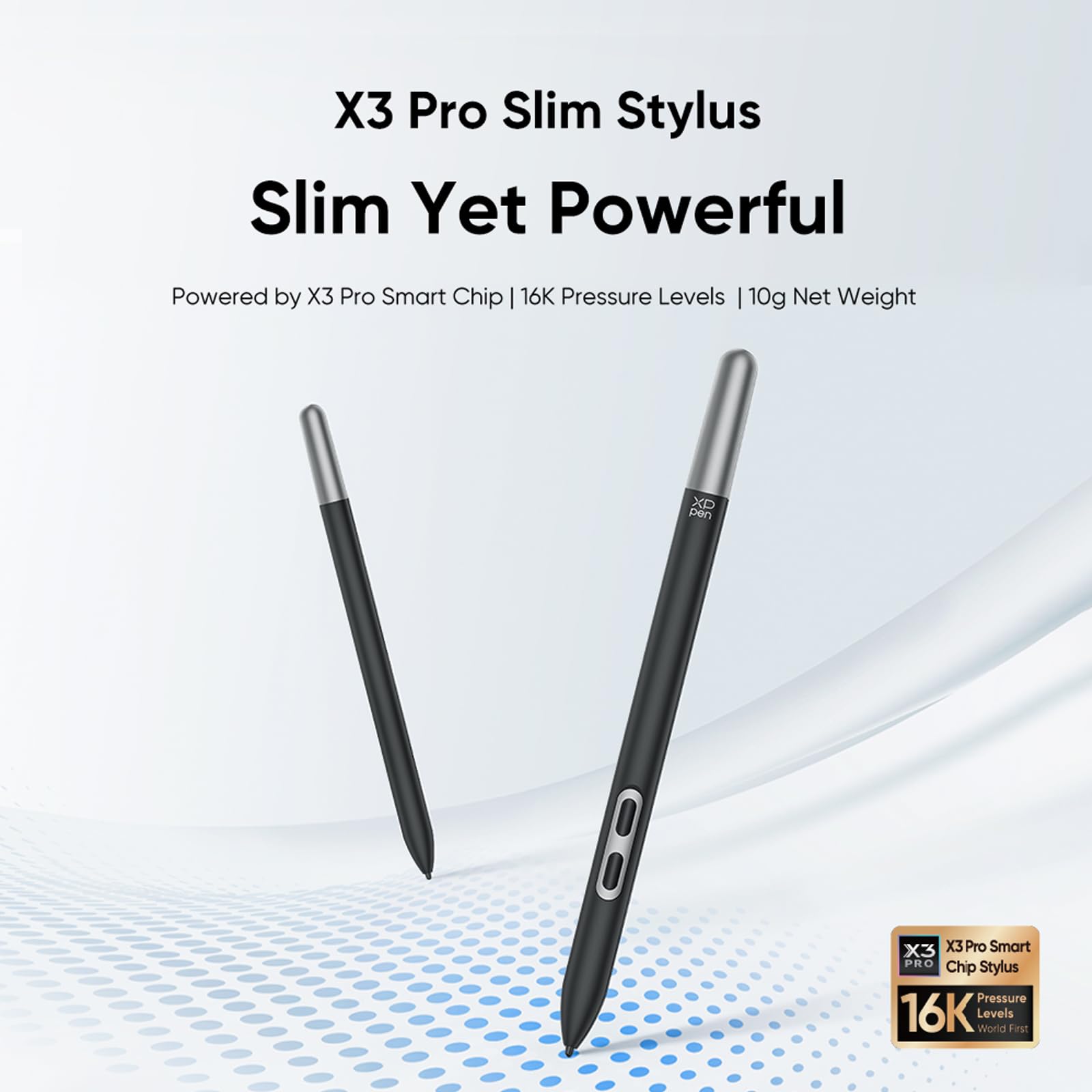 XPPen X3 Pro Slim Stylus con 2 tasti di scelta rapida, penna stilo senza batteria con livelli di pressione 16K per tablet grafica Aritst Pro 14/16/19/24 (Gen 2), Deco Pro (Gen 2) Series Graphics