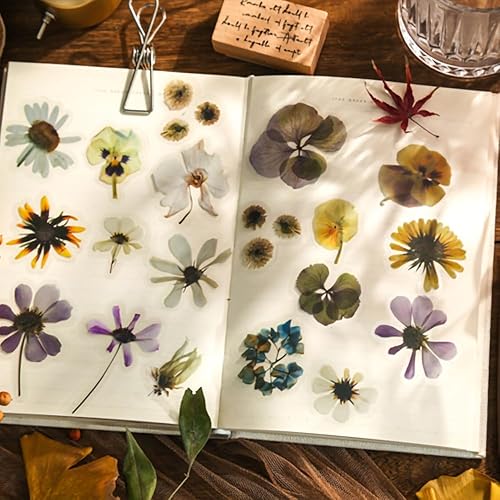 Miniatura 4 de Yoksas Juego de 180 calcomanías de flores de mariposa, calcomanías estéticas transparentes para álbumes de recortes, planificador, portátiles,