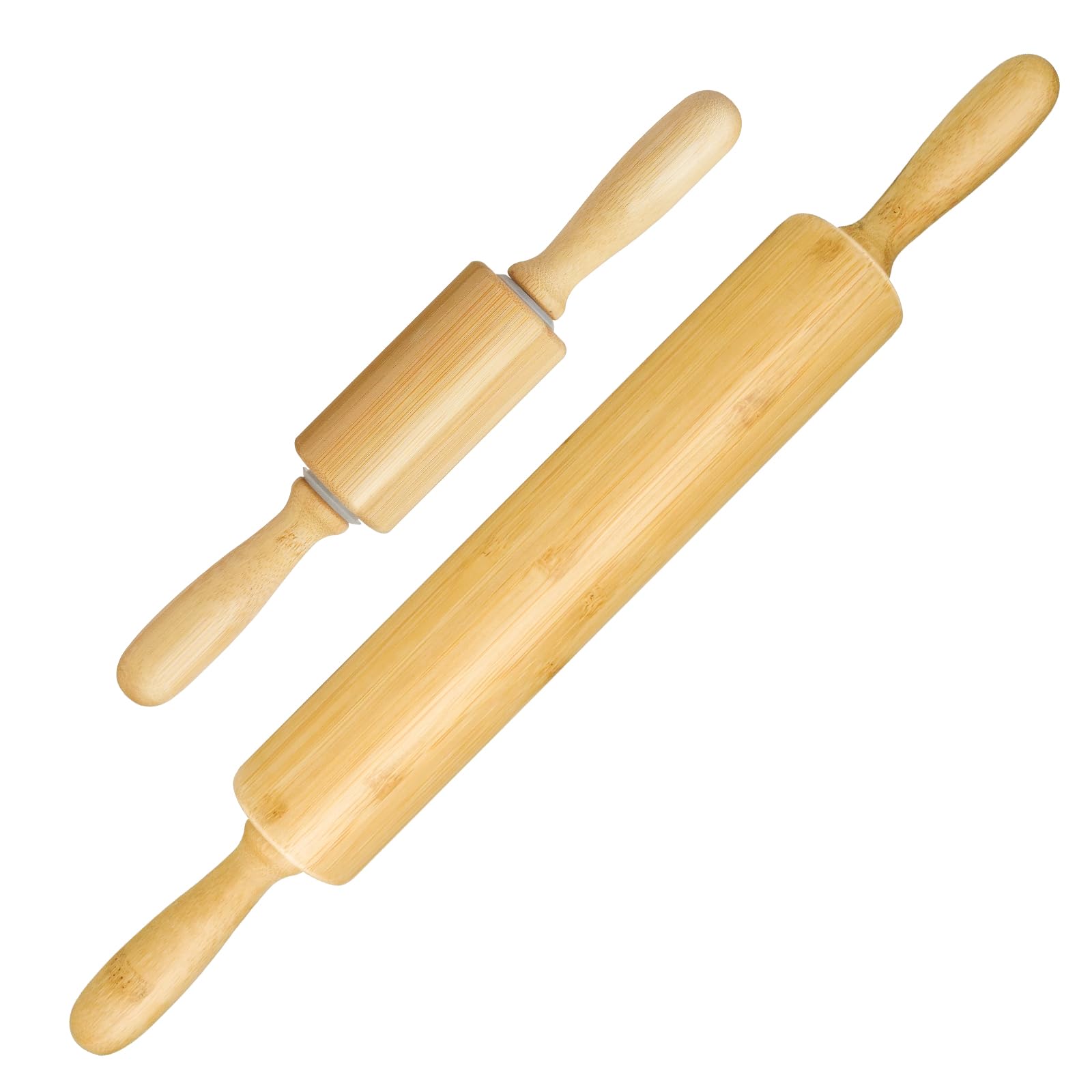2 Pack（10 inch &amp;17.5 inch） Wooden Rolling Pin for Baking - Long Dough Roller for All Baking Needs