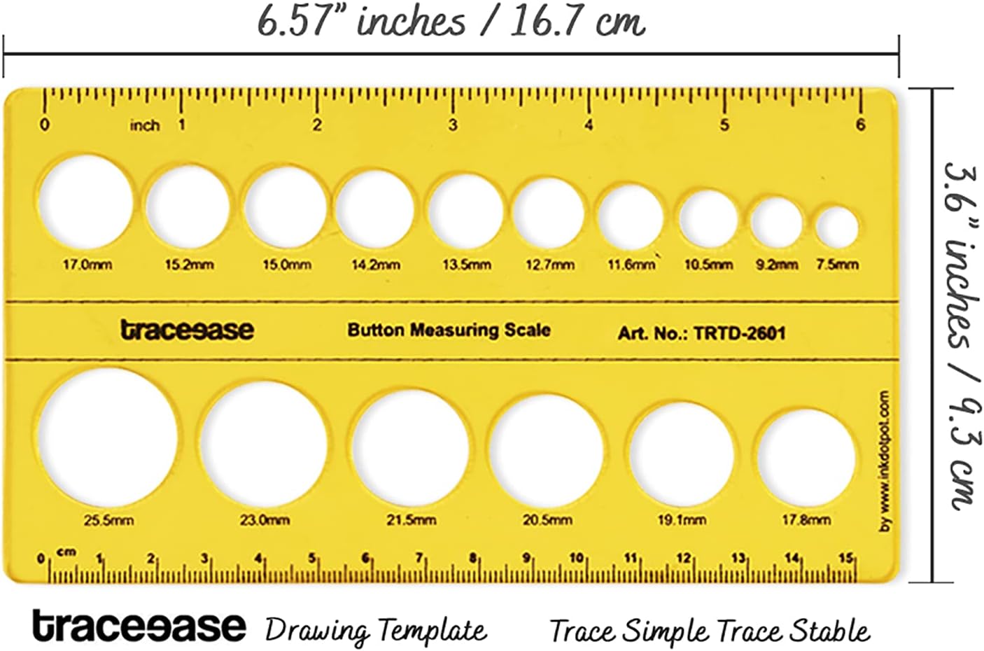 Traceease Button Measuring Scale Stencil Templates, Tailoring Tools and Accessories- Garment Stencils