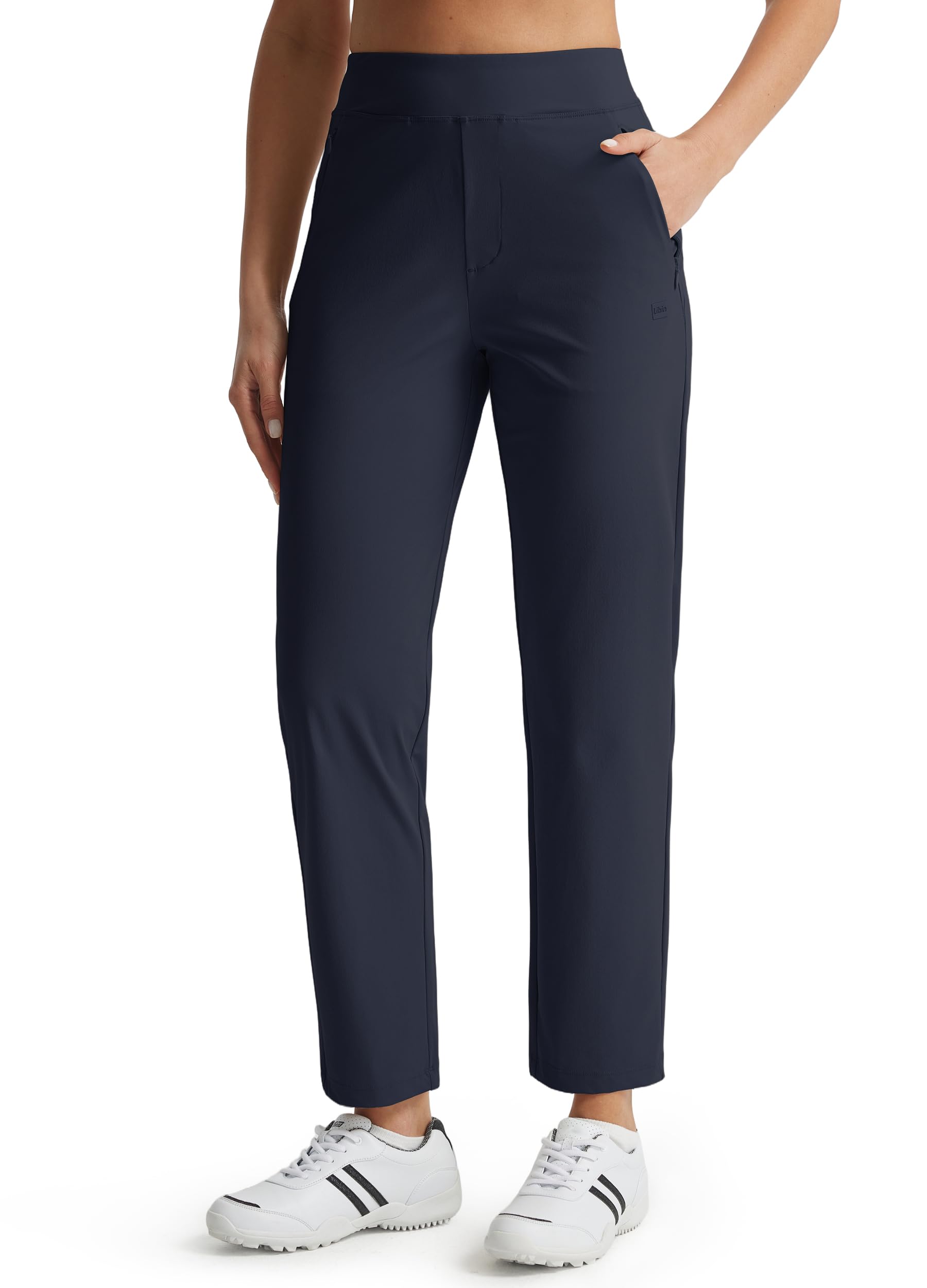 Libin Women's Golf Pants Stretchy Travel Dress Pant High Waisted Zipper Pockets Straight Leg Soft Work Lightweight — view 12