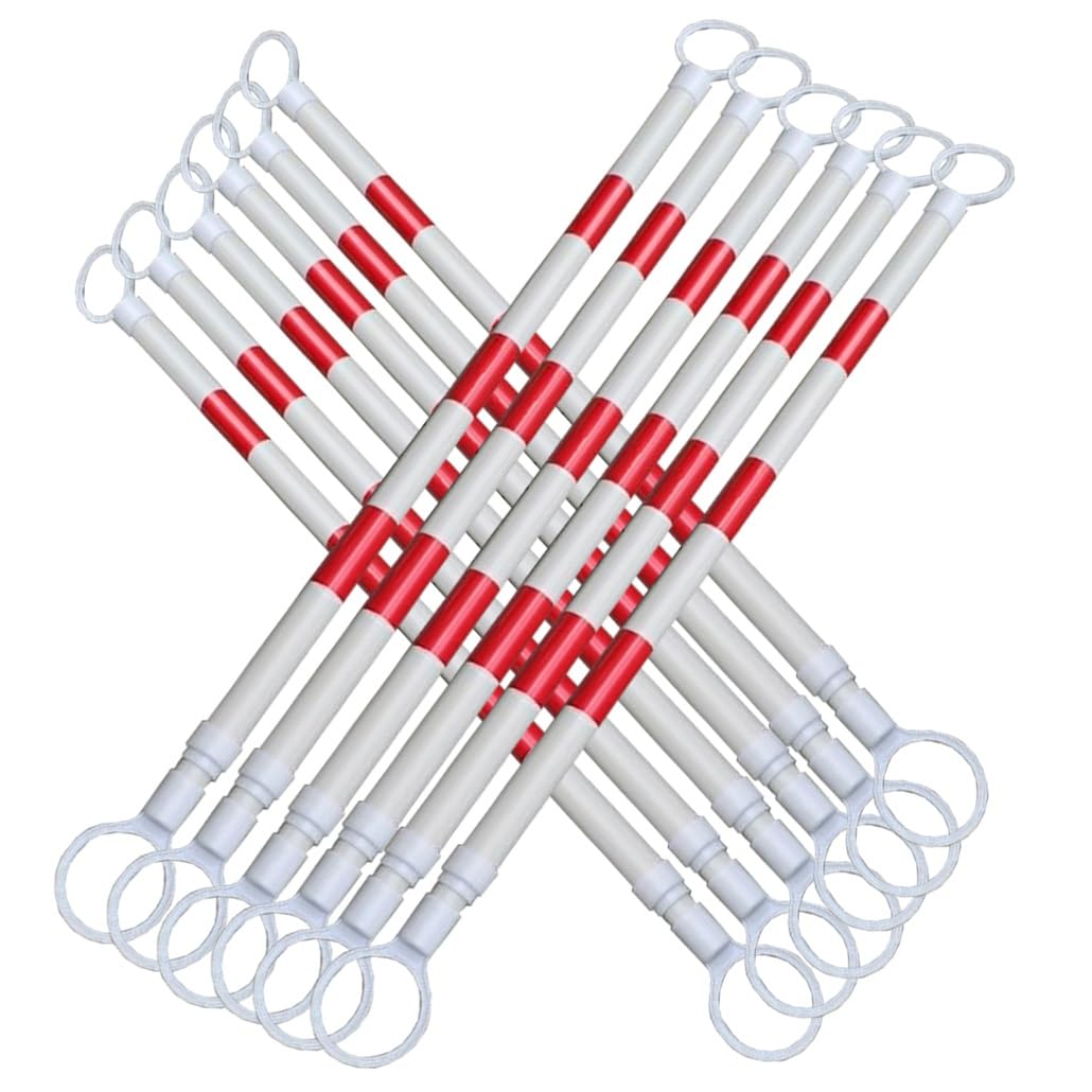 SGKOMN 16 Pcs Adjustable Traffic Cone Bar, 47-78 Inch Reflective Safety Barrier, Portable Red & White Temporary Security Divider for Traffic Control & Warning, Red and White-12pcs