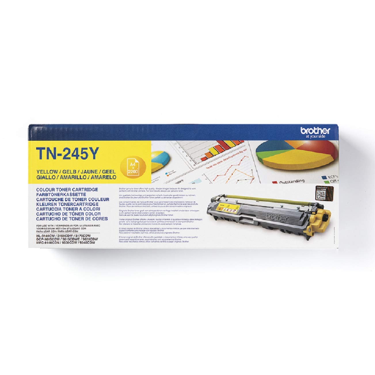 Brother TN-245Y Toner Cartridge, Yellow, Single Pack, High Yield, Includes 1 x Toner Cartridge, Brother Genuine Supplies