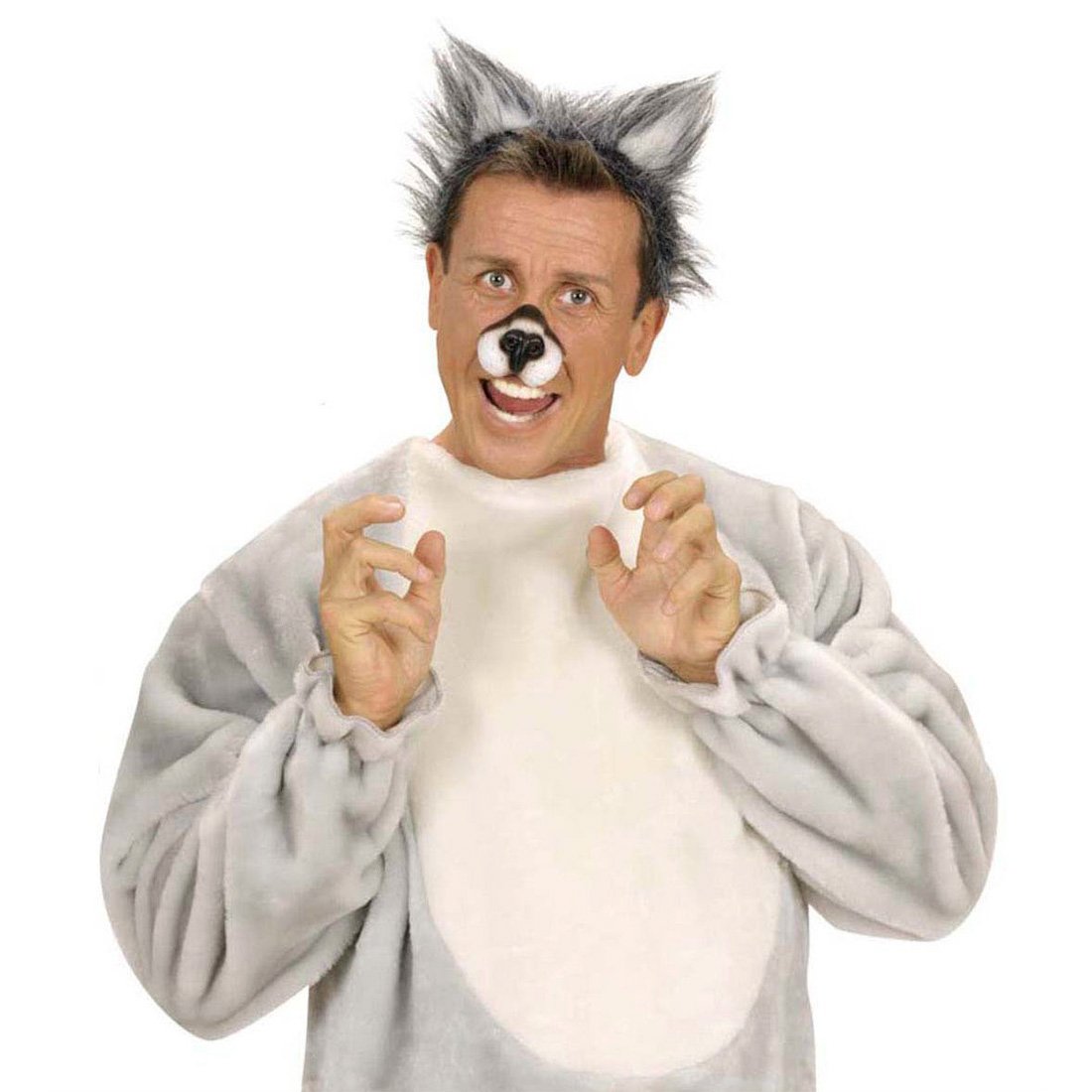Oreilles De Loup En Peluche Sur Serre-tête - Taille Unique Adulte, Couleur Gris - Déguisement Pour Soirée, Mardi Gras