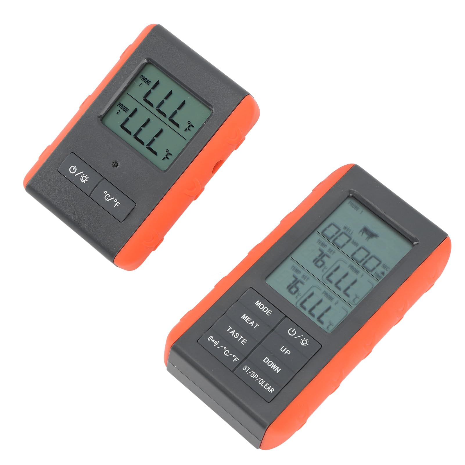 Termómetro inalámbrico para barbacoa con doble sonda para cocinar carne, alarma de temperatura, pantalla digital HTN