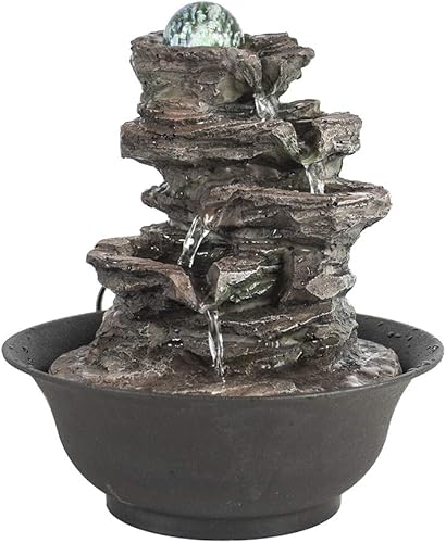 Vista 52 de Ferrisland Tabletop Water Fountain, Zen Meditation Indoor Waterfall Fountain, Heart Shape Decoration with LED Light for Home Office Bedroom