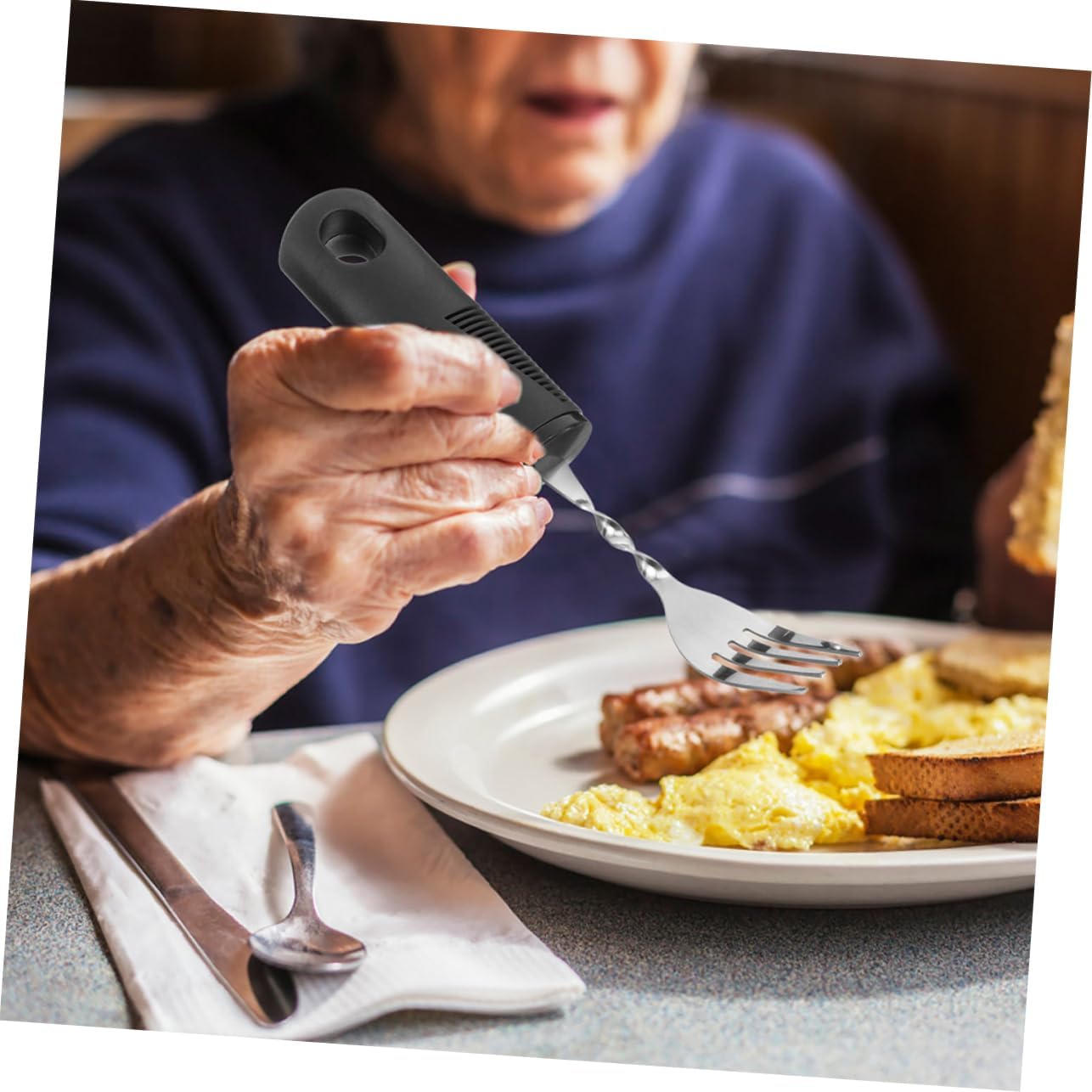 6Pcs Weighted Adaptive Utensils for Elderly Ergonomic Shake Tableware with Bendable Design for Disabled Individuals Convenient Dining for Seniors