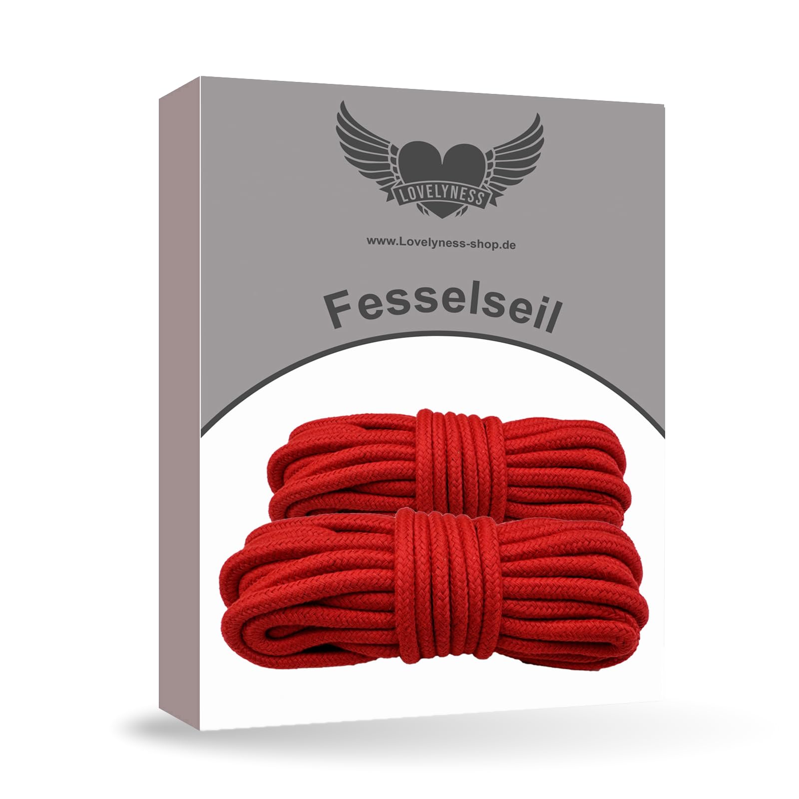 Set di corde per bondage 2 x 5m in rosso in cotone, morbide ed elastiche - Lovelyness