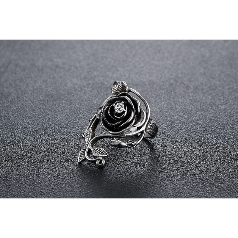 Amazon.com: QUSIIOSLK Vintage Stainless Steel Rose Rings for Women