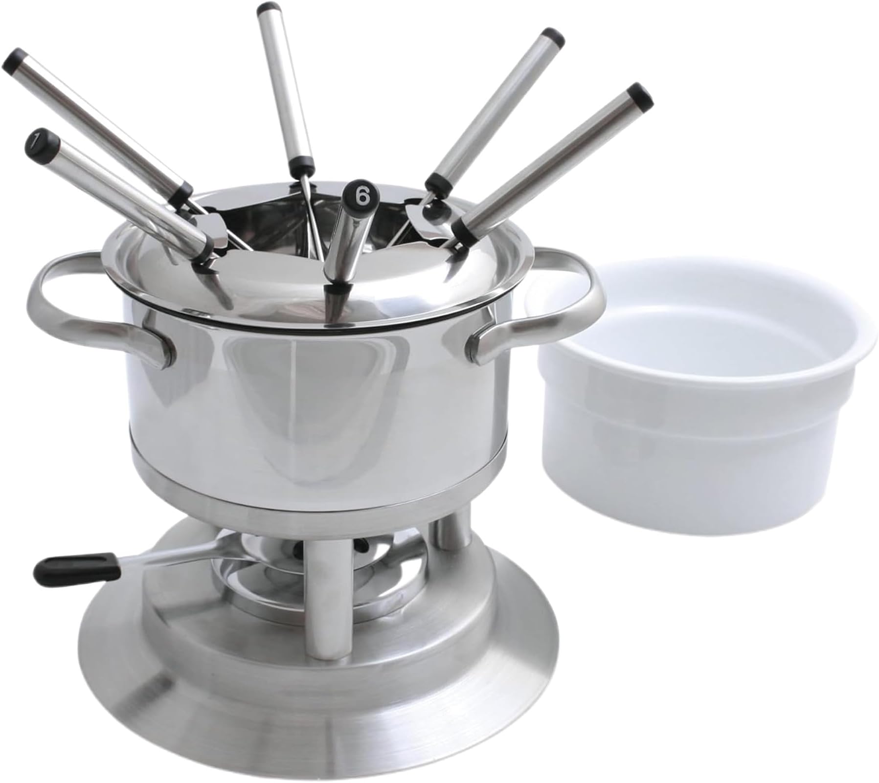 Swissmar Arosa 11-Piece Stainless Steel 3-in-1 Fondue Set - Ideal for Melting Cheese, Chocolate, Butter, & More - Perfect for Kitchen Collection & Wedding Gift Giving - 1.6 Quarts / 1.5 Liter