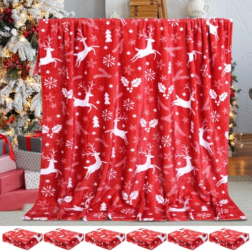 6 Pack Christmas Holiday Reindeer Throw Blanket Home Decor,50” x
