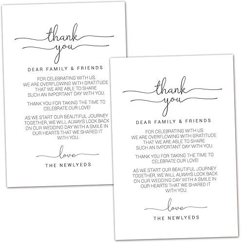 Tarjetas de agradecimiento para recepción de boda, paquete de 50 tarjetas de agradecimiento para centros de mesa de boda, decoraciones de boda,