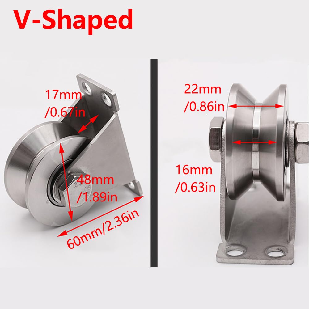 Edelstahl-Riemenscheibenblock, 48 mm leise Kugellager, Gleitrolle, 40 kg, V-Typ, einzelne Riemenscheiben-Räder für Fitnessstudio, Fitness und Wäscheleine