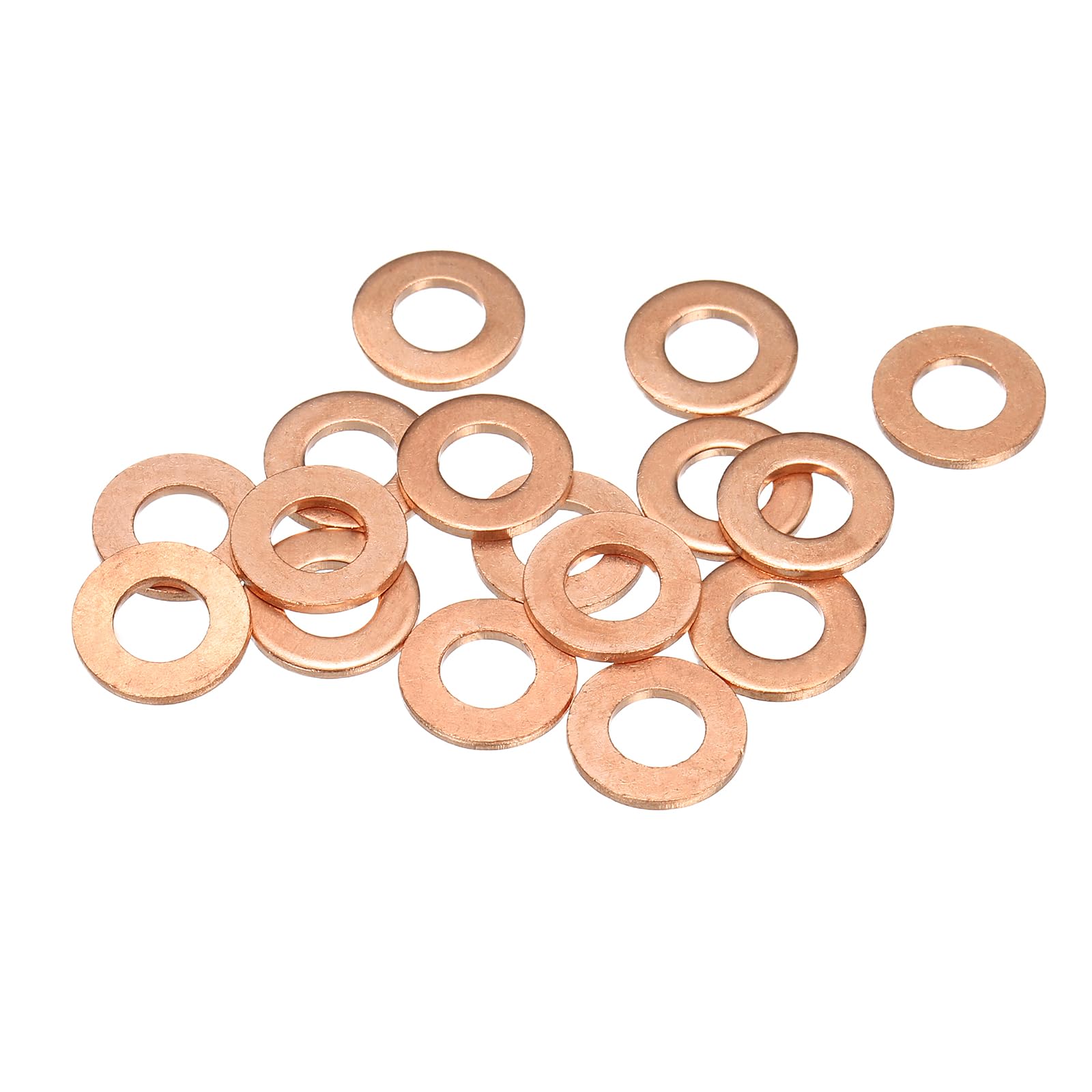 sourcing map 50 Pcs Flat Washers, M5 x 10 x 1mm Copper Sealing Washers, Metric Sealing Ring Gasket (T3 Copper, Annealing Process)