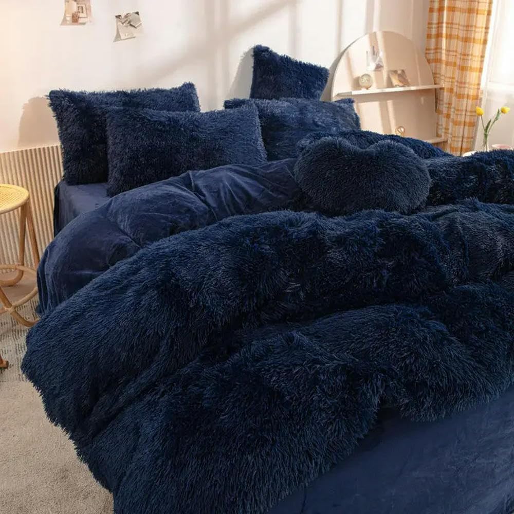 LIUXIN Set di Biancheria da Letto Invernale in Fibra di Latte ispessente, Lenzuolo in Velluto, Pile di Corallo, Copripiumino in Flanella e Coperta con Angoli