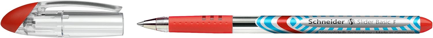 Schneider - Penna a sfera Slider F, tratto fine, colore: Rosso