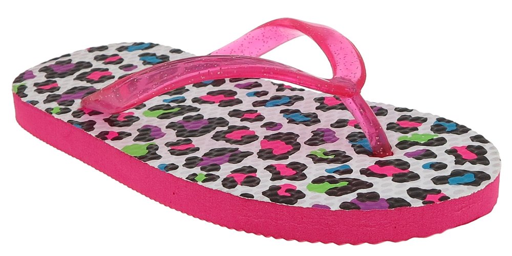 Capelli New York Glitter Jelly on Leopard Printed Girls flip Flops